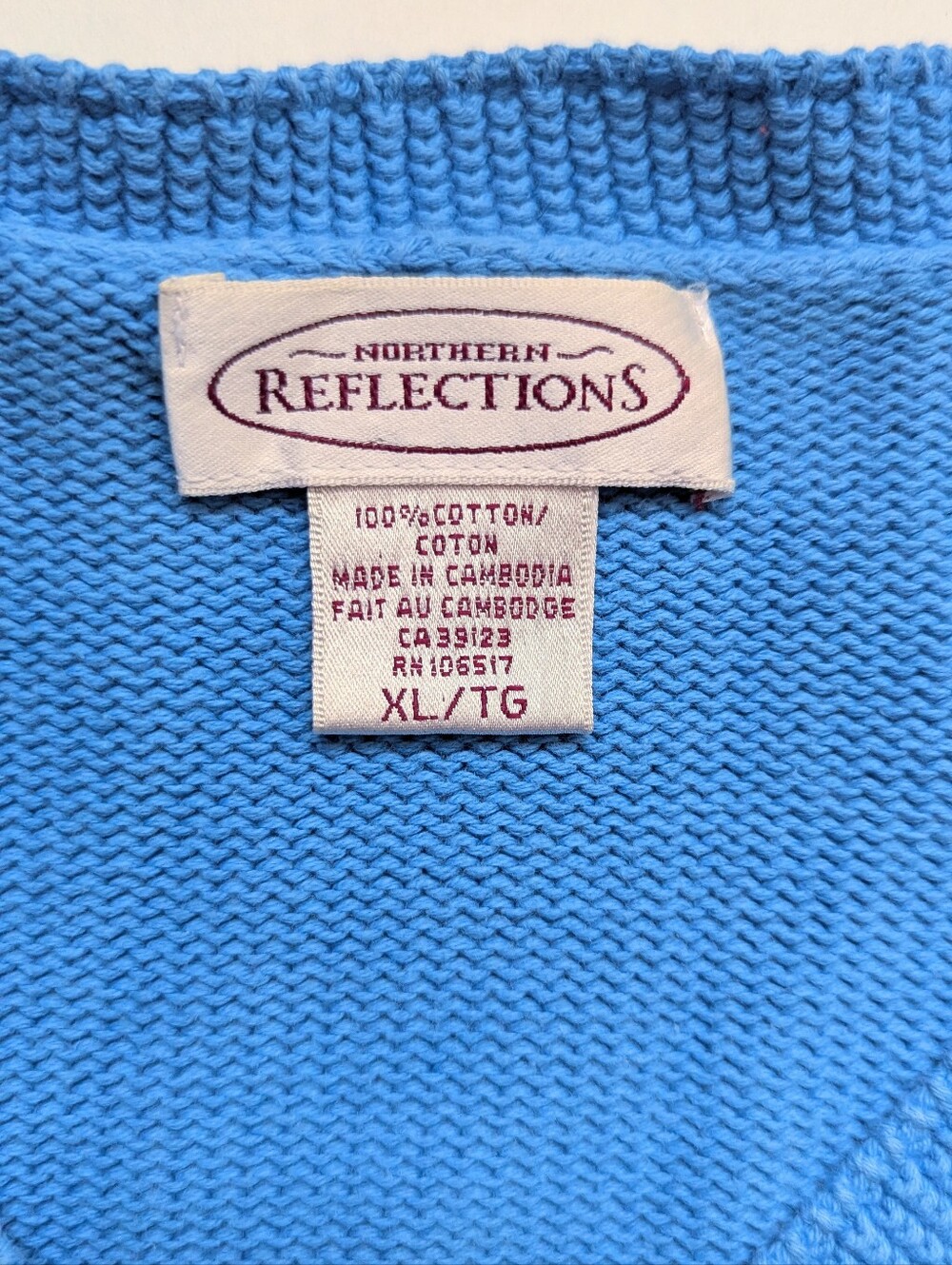 Vintage Cotton Northern Reflection Cornflower Blue Knit Cardigan - Picture 6 of 12